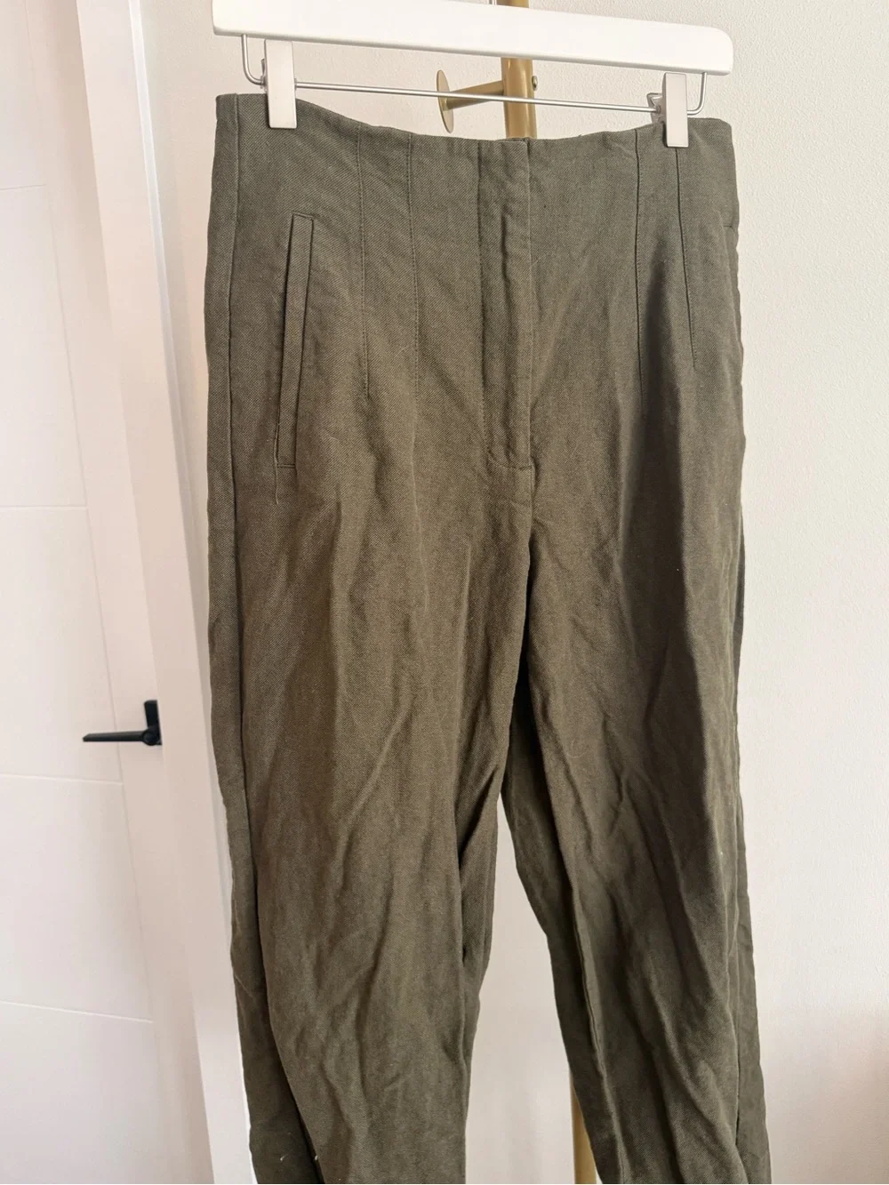 Zara women’s wide leg pants linen blend